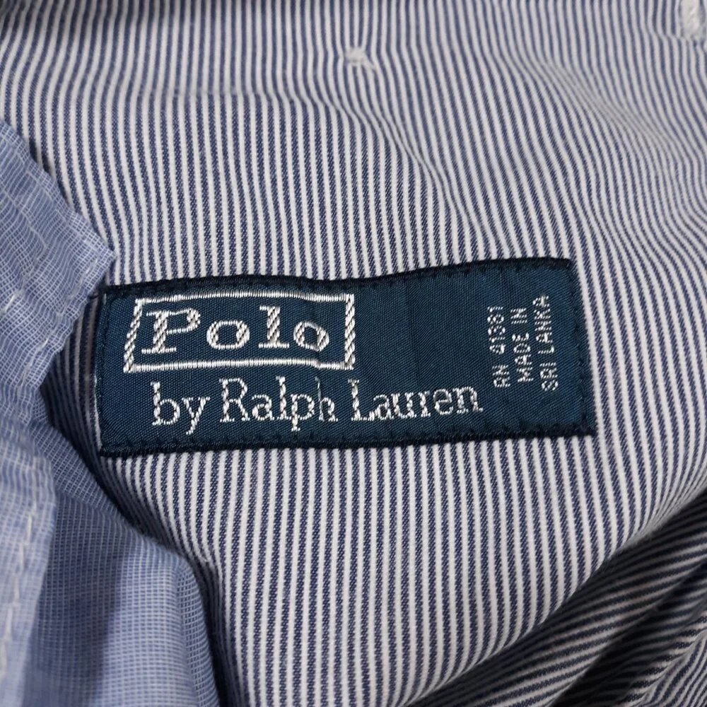 Polo Ralph Lauren Chino Shorts Mens Size 34‎ x 8 Blue Striped Flat Front Cotton